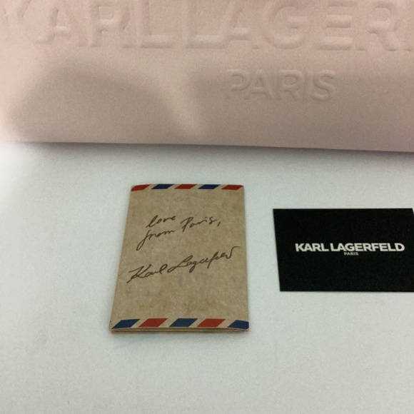 NWT KARL LAGERFELD LARGE BAG TOTE SATCHEL POWDER PINK  LEATHER SILVER CHAIN - Picture 12 of 12